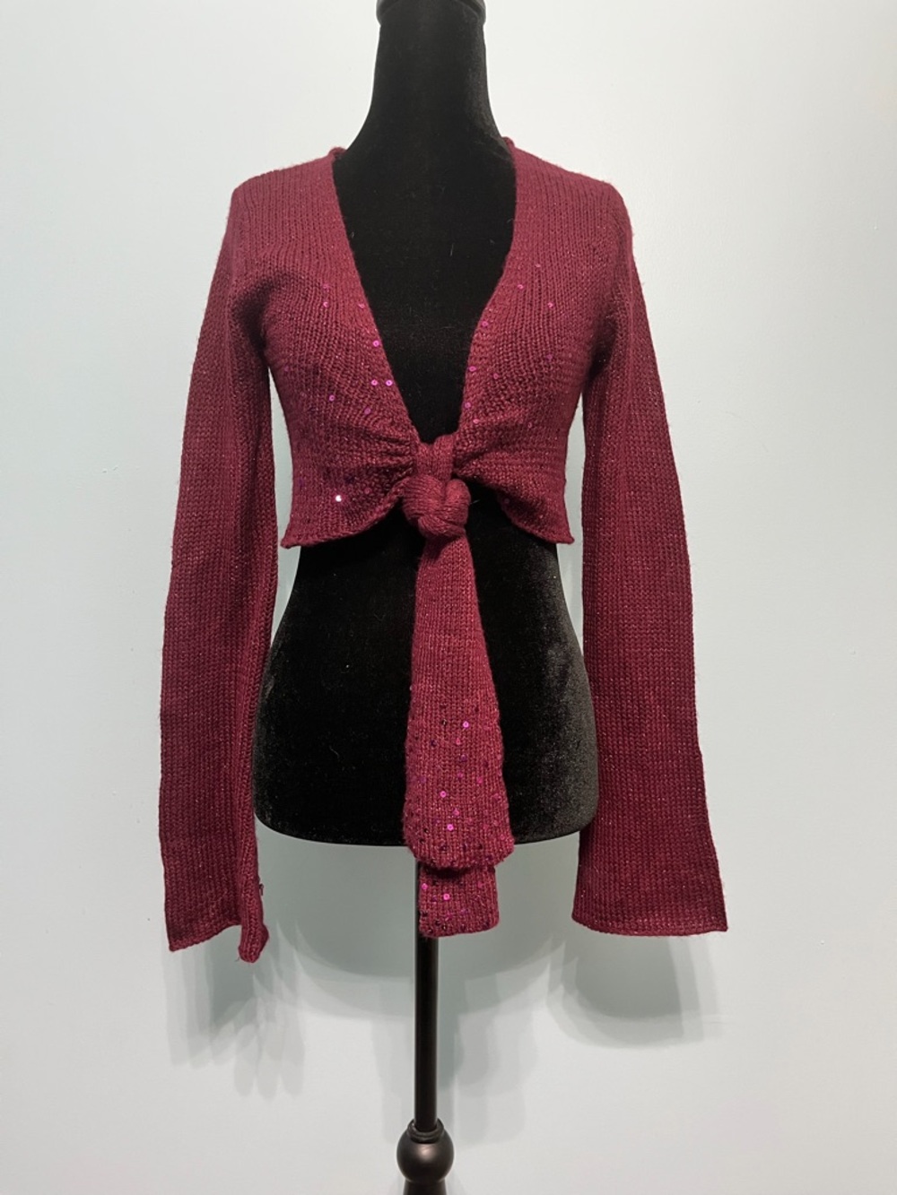 Women’s Medium A. Byer Long Sleeve Purple Metallic Sequin Bolero Shrug
